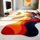 Handcrafted Wavy Multicolor Abstract Modern Living Rug